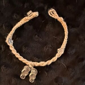 Handcrafted Beige Bracelet with Silver Accents